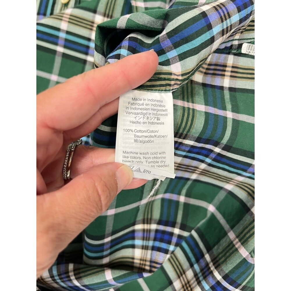 J Crew Shirt Womens Size 8 Blue Green Plaid Button Down Cotton Preppy Classic - Picture 9 of 9